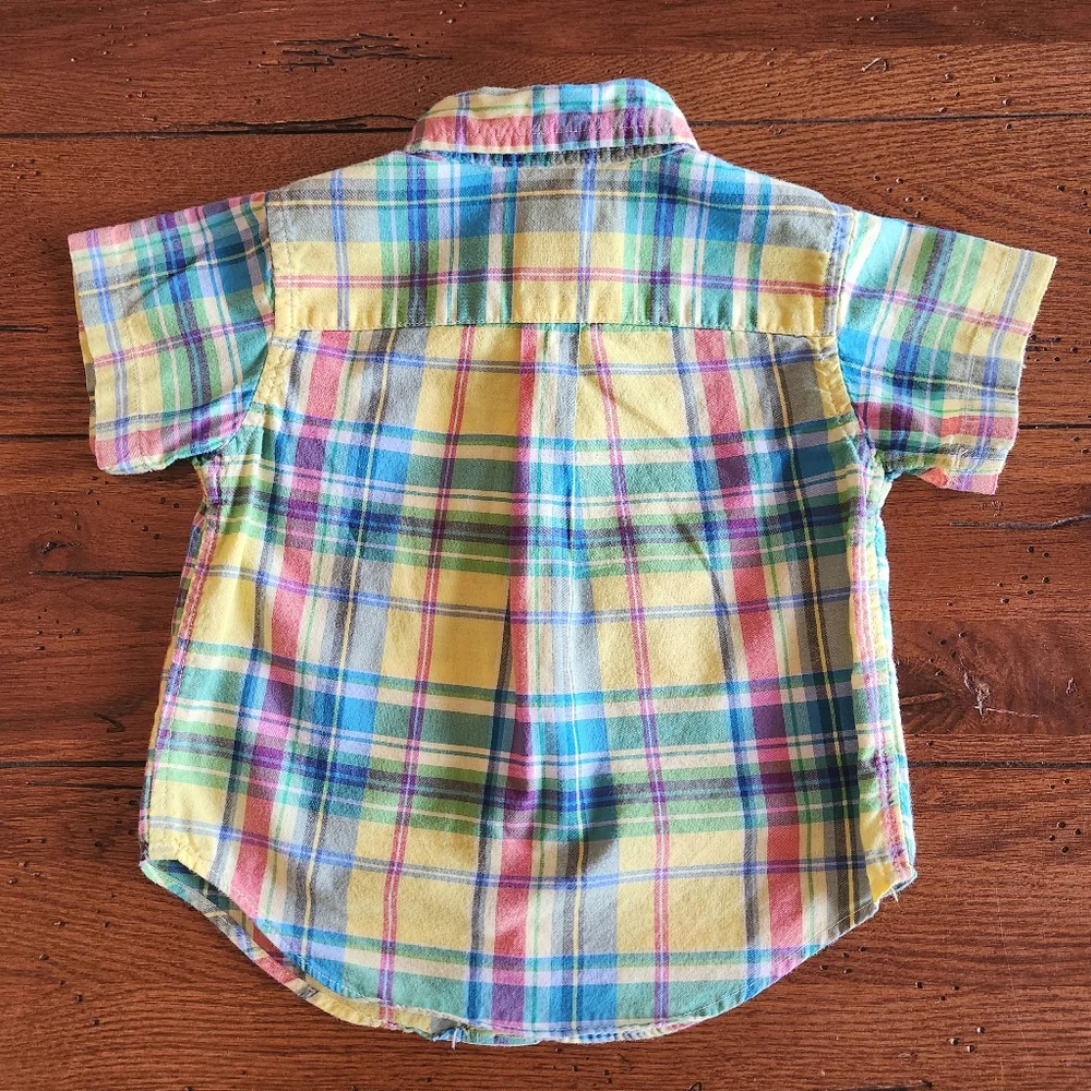 Ralph Lauren infant Madras SS button-down and Chino bundle Size 12 months